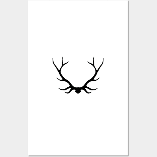 Buck Antlers - Black on White Posters and Art